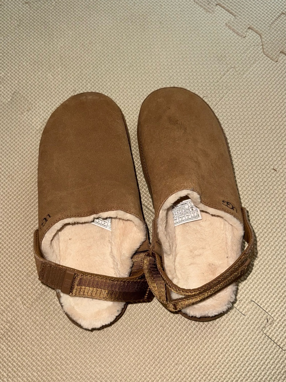 UGG Cream Shearling Lined Suede Clog Mule